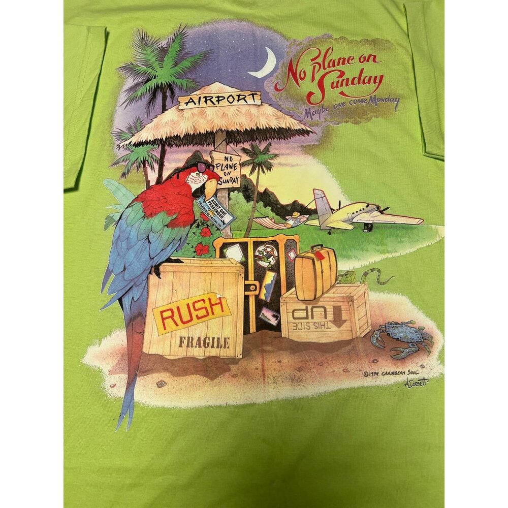 1994 Caribbean Soul No Plane on Sunday tee XXL St. Somewhere Embroidery, Parrot - Picture 5 of 7